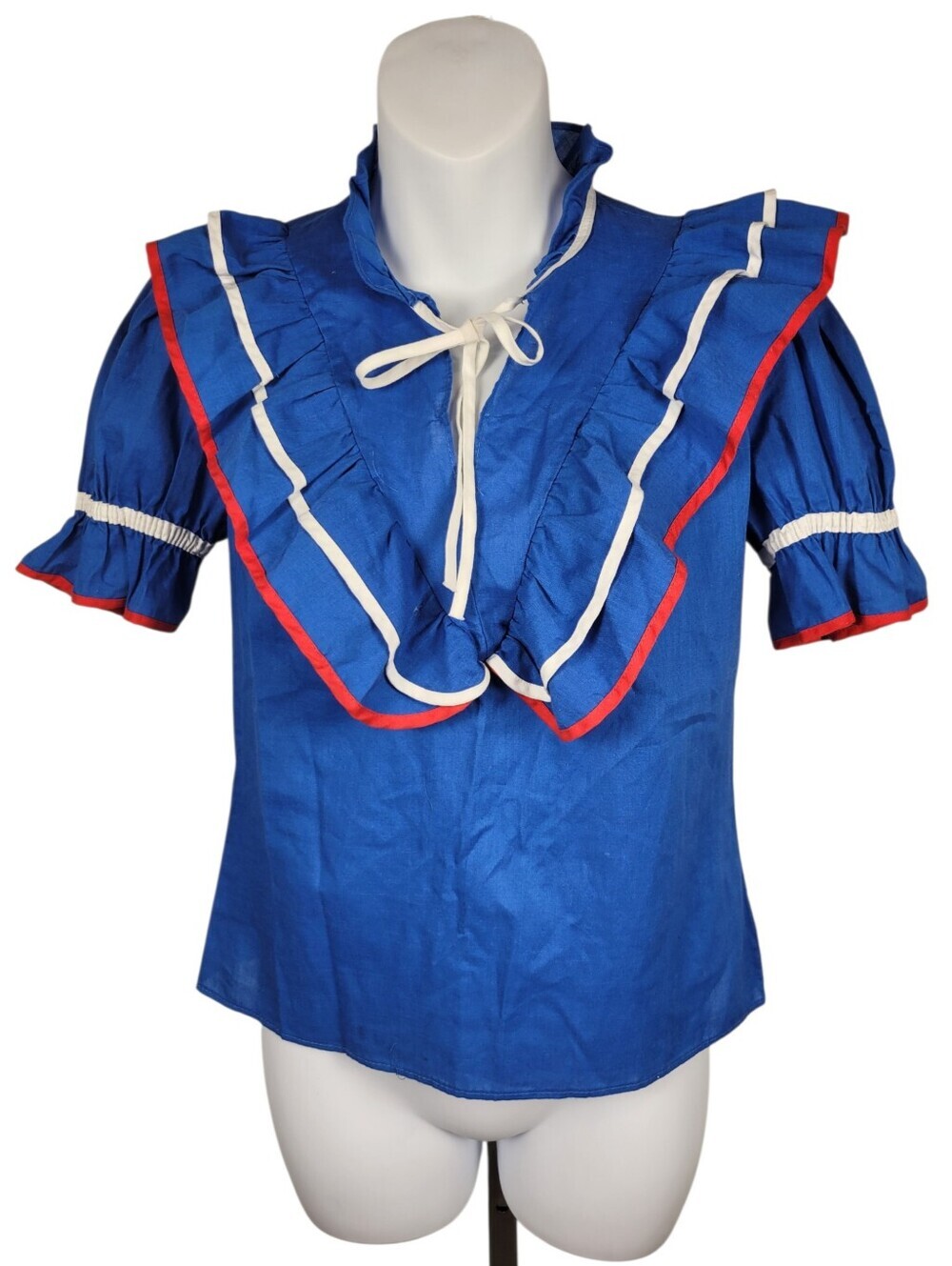 Vintage 90s Blue & Red Sailor Style Top Blouse Size: XS